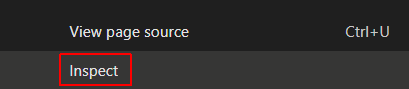  Choose Inspect to enter the Chrome Developer Tools