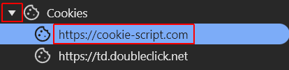 Select the website to view cookies on Chrome.