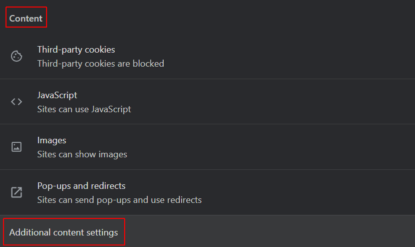 Go to Content and press Additional content settings