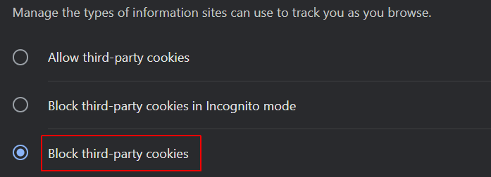 Allow or block third-party cookies