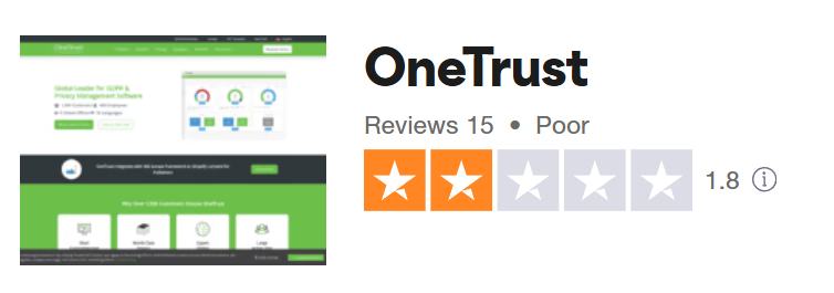 Onetrust review by users on Trustpilot