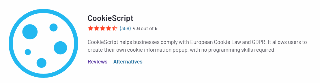 CookieScript review by users on G2.