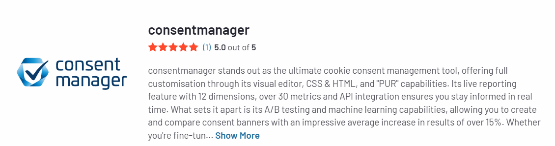 Consentmanager review by users on G2.