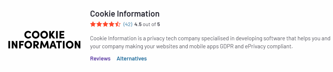 Cookie Information review by users on G2.