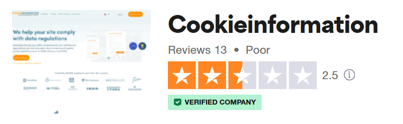 Cookie Information review by users on Trustpilot.