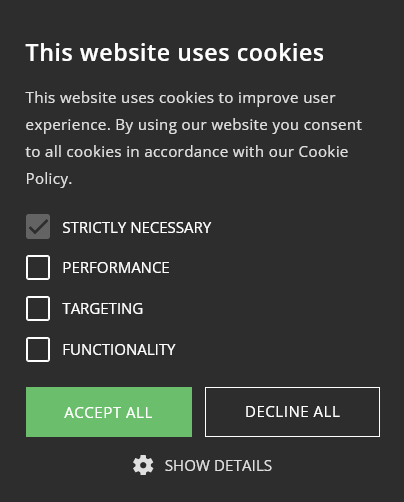 dark color CookieScript cookie banner