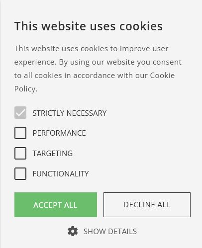 An example of a granular cookie consent by CookieScript