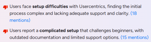 Top 2 disadvantages of Usercentrics on G2.
