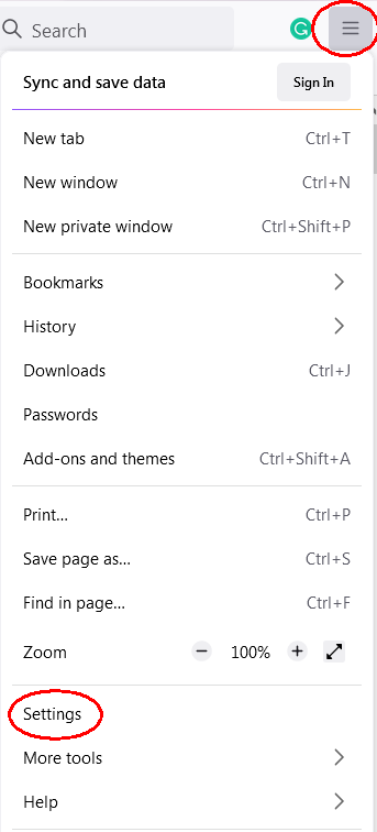 Click the Menu button, and then click Settings.