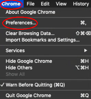 Click Chrome menu button, and then Preferences