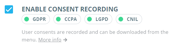 Enable consent recording